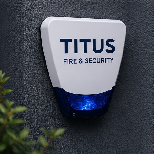 External burglar alarm siren installed on an outside wall